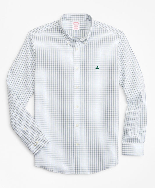 Brooks Brothers Men Stretch Madison Classic-Fit Sport Shirt, Non-Iron Windowpane