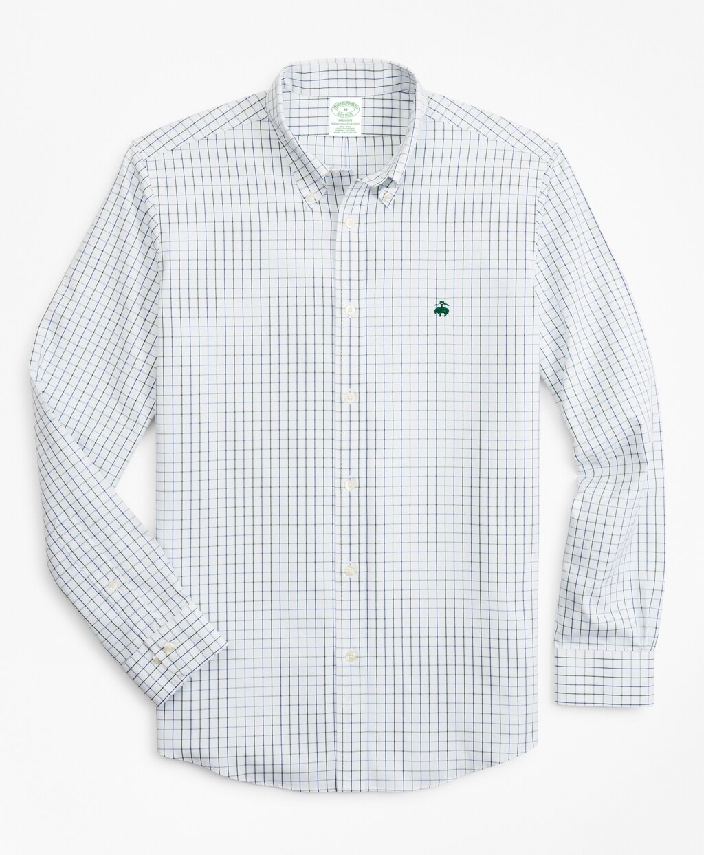 Brooks Brothers Men Stretch Milano Slim-Fit Sport Shirt, Non-Iron Windowpane