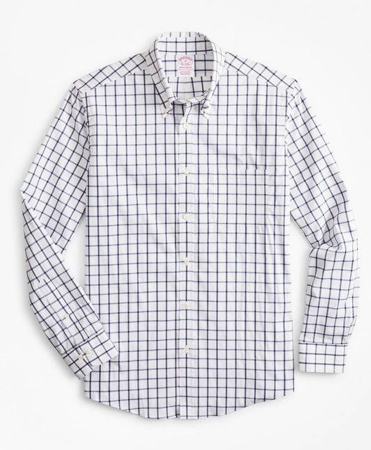 Brooks Brothers Men Madison Classic-Fit Sport Shirt, Performance Series with COOLMAX®, Windowpane
