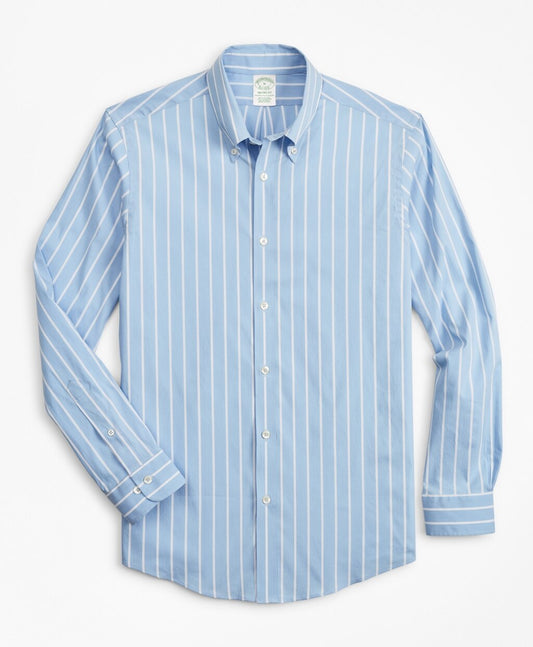 Brooks Brothers Men Milano Slim-Fit Sport Shirt, Performance Series with COOLMAX®, Ground Stripe
