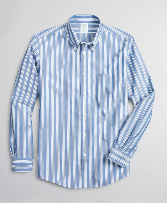 Brooks Brothers Men Stretch Milano Slim-Fit Sport Shirt, Non-Iron Awning Stripe