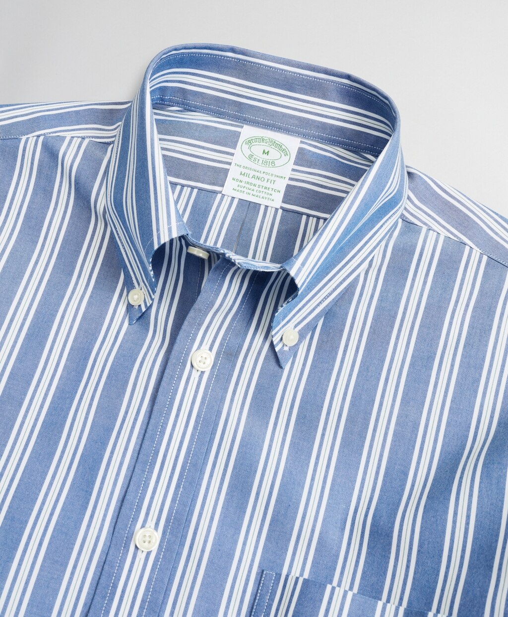 Brooks Brothers Men Stretch Milano Slim-Fit Sport Shirt, Non-Iron Awning Stripe