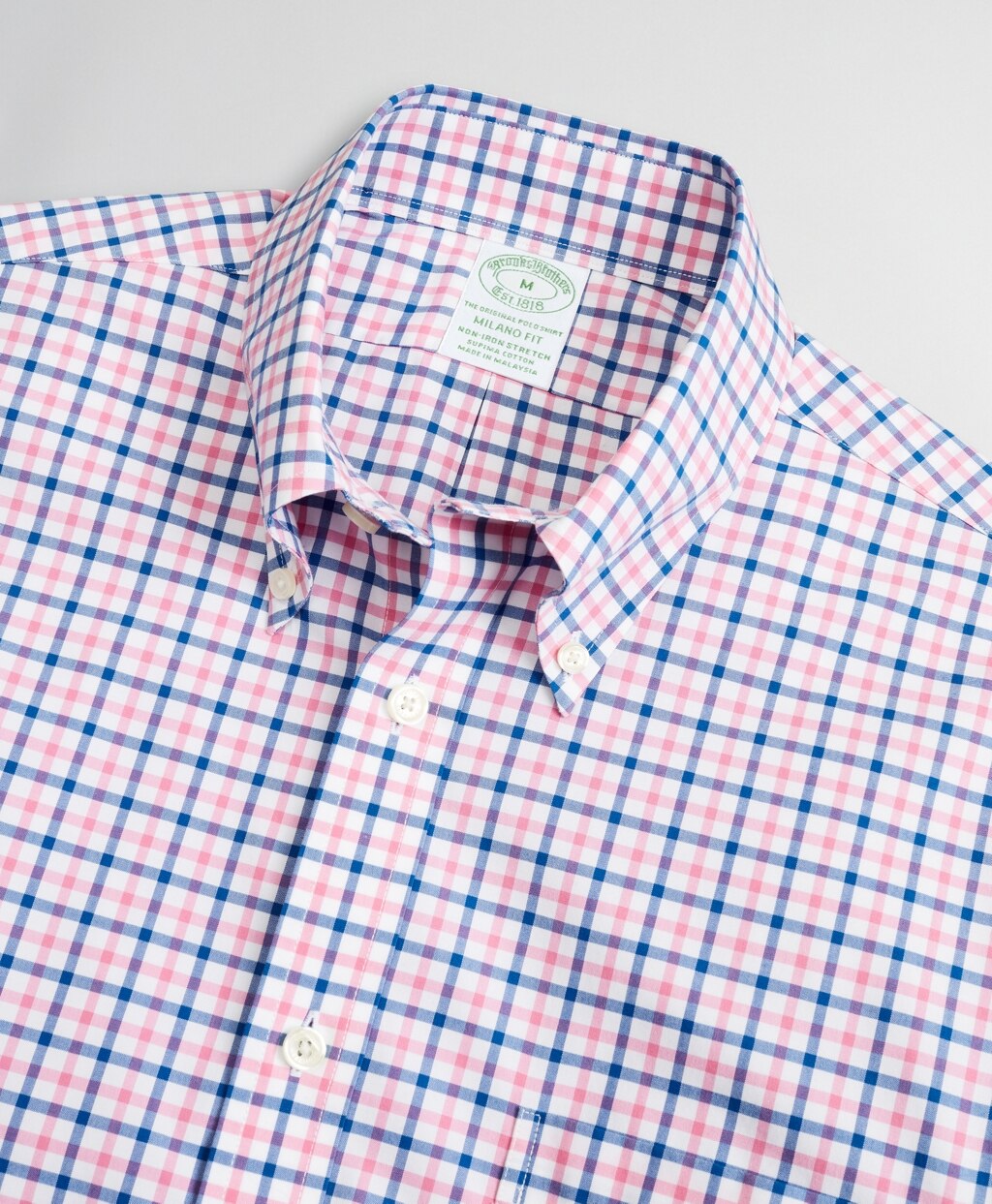 Brooks Brothers Men Stretch Milano Slim-Fit Sport Shirt, Non-Iron Windowpane