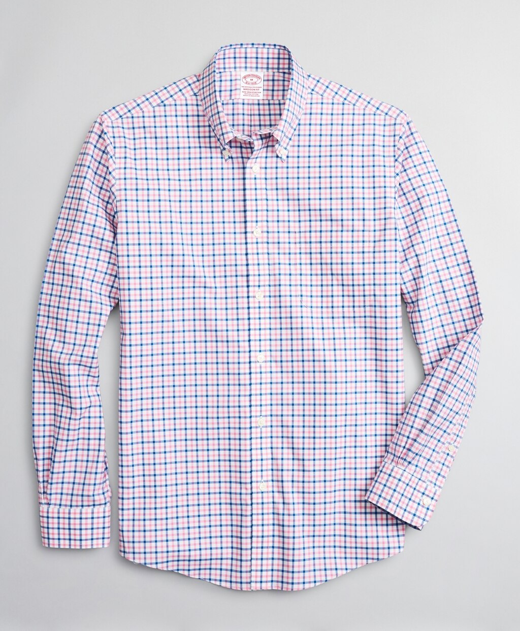 Brooks Brothers Men Stretch Madison Classic-Fit Sport Shirt, Non-Iron Windowpane