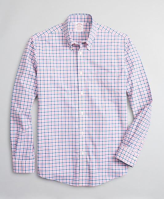 Brooks Brothers Men Stretch Madison Classic-Fit Sport Shirt, Non-Iron Windowpane