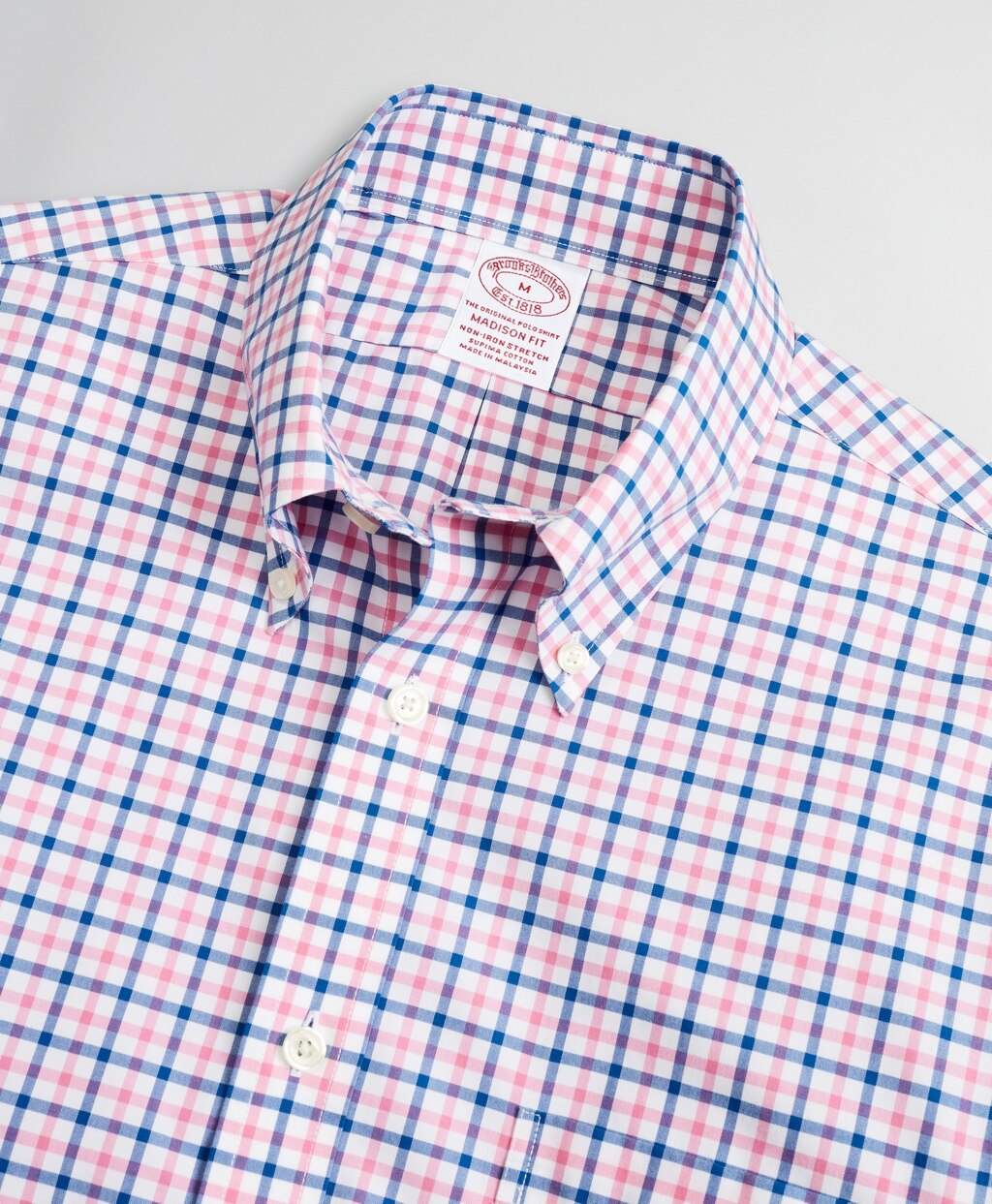 Brooks Brothers Men Stretch Madison Classic-Fit Sport Shirt, Non-Iron Windowpane