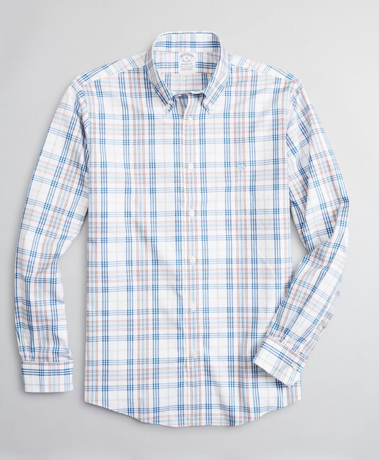 Brooks Brothers Men Stretch Regent Fitted Sport Shirt, Non-Iron Multi-Plaid