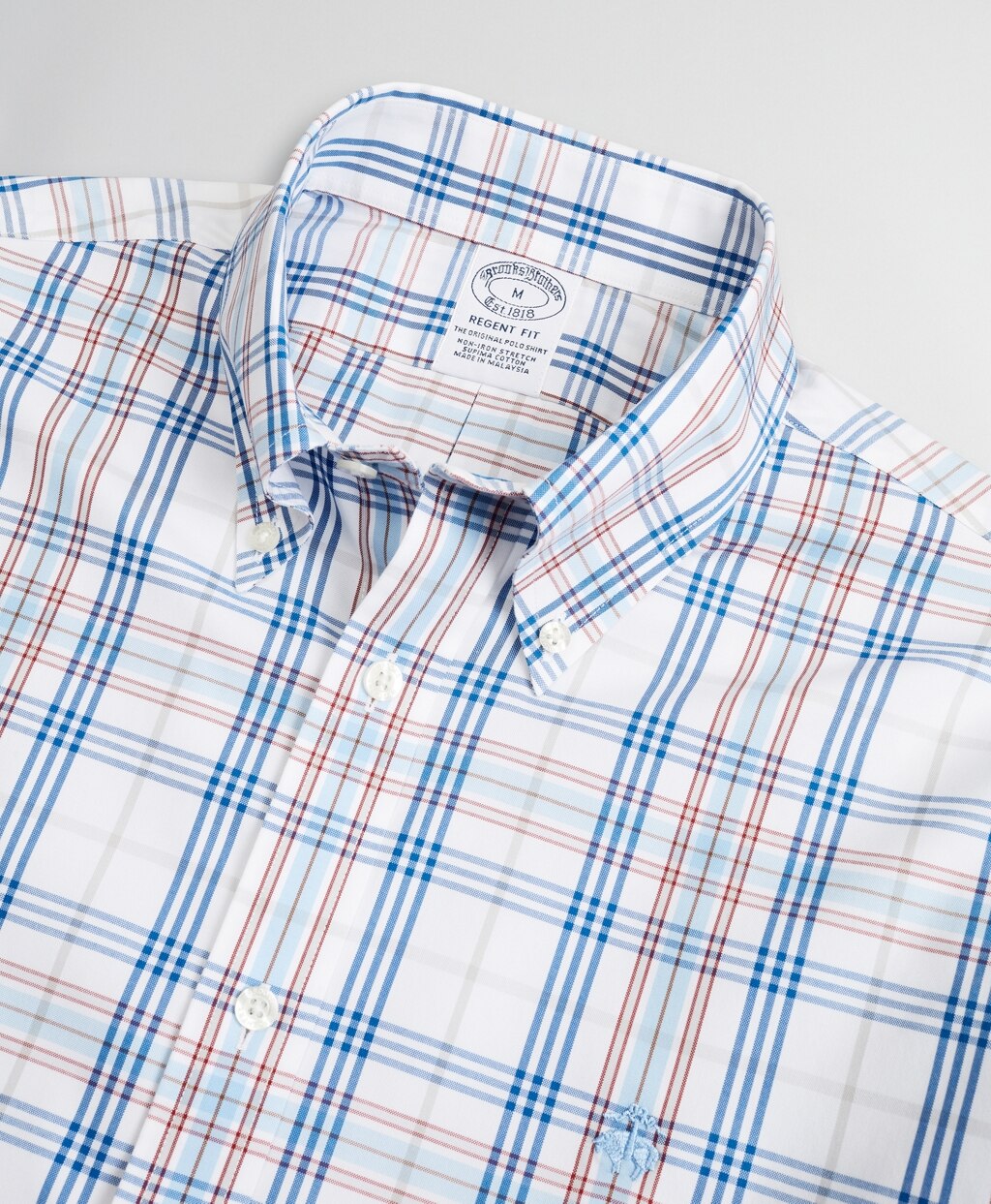 Brooks Brothers Men Stretch Regent Fitted Sport Shirt, Non-Iron Multi-Plaid