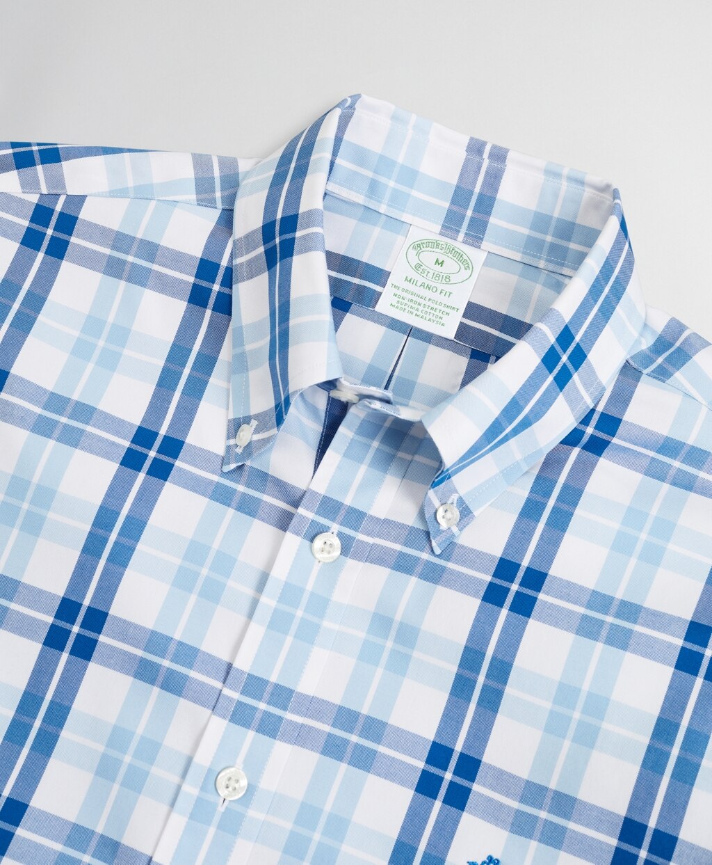 Brooks Brothers Men Stretch Milano Slim-Fit Sport Shirt, Non-Iron Check