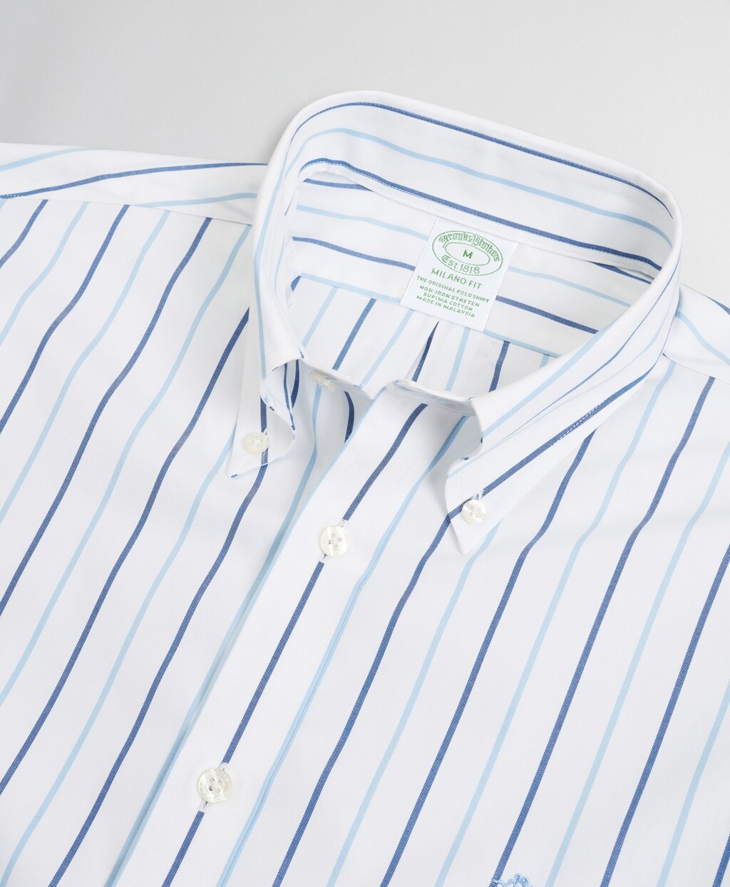 Brooks Brothers Men Stretch Milano Slim-Fit Sport Shirt, Non-Iron Stripe