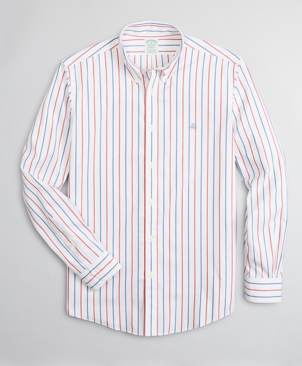 Brooks Brothers Men Stretch Milano Slim-Fit Sport Shirt, Non-Iron Stripe