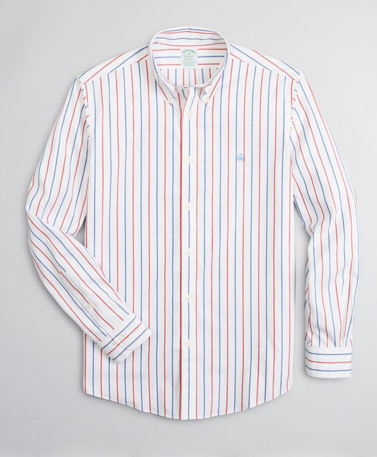 Brooks Brothers Men Stretch Milano Slim-Fit Sport Shirt, Non-Iron Stripe