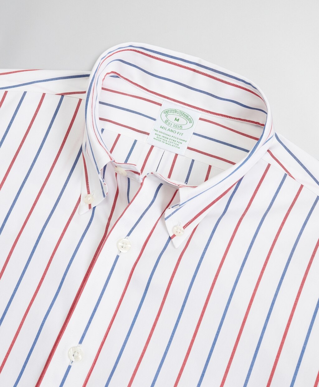 Brooks Brothers Men Stretch Milano Slim-Fit Sport Shirt, Non-Iron Stripe
