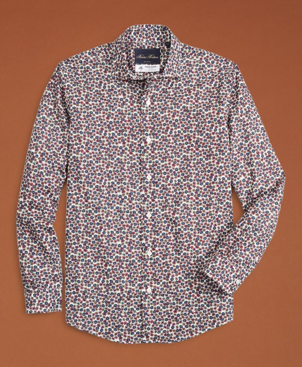 Brooks Brothers Men Golden Fleece® Regent Fit Navy Flower-Print Poplin Sport Shirt