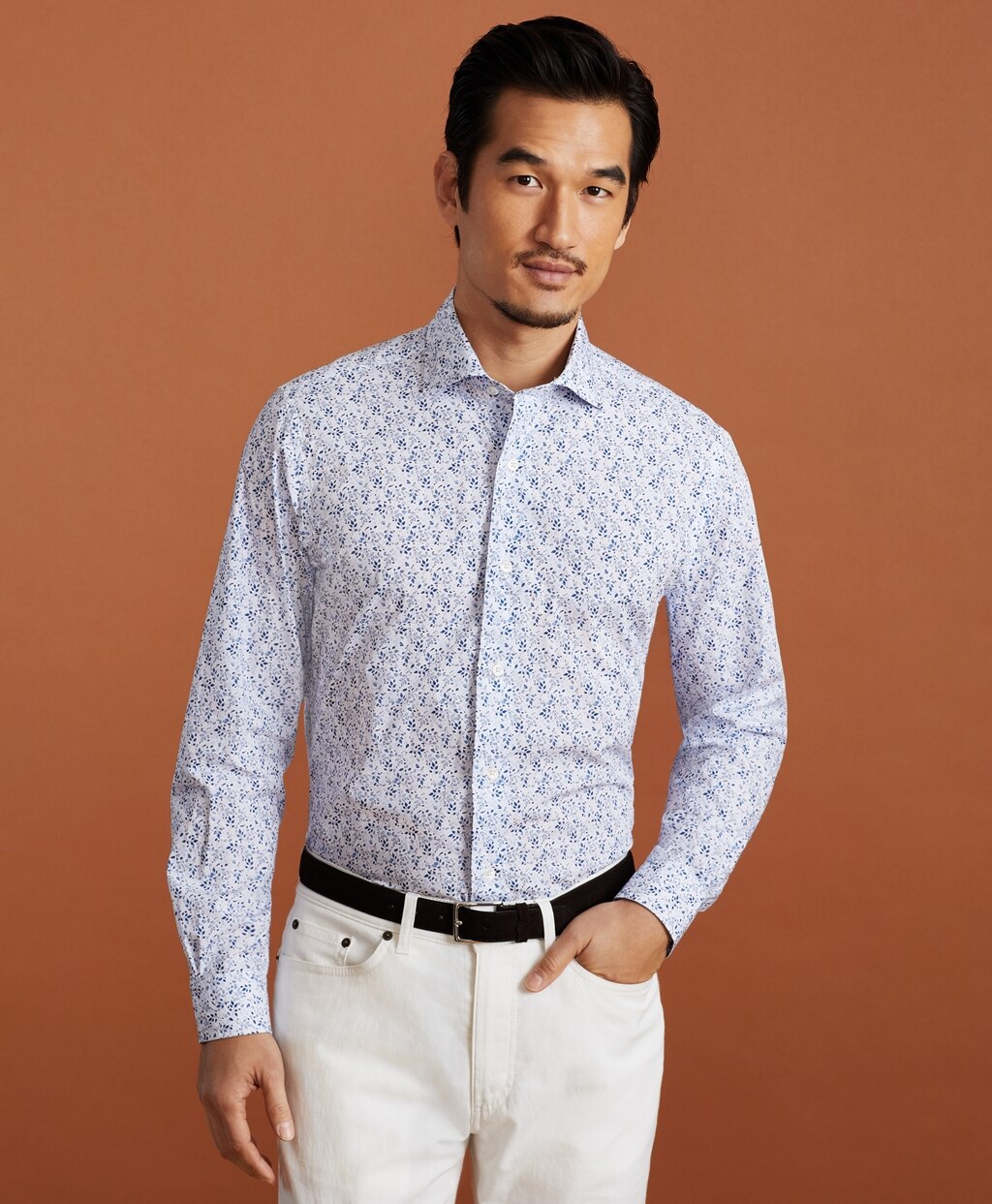 Brooks Brothers Men Golden Fleece® Regent Fit Flower-Print Poplin Sport Shirt