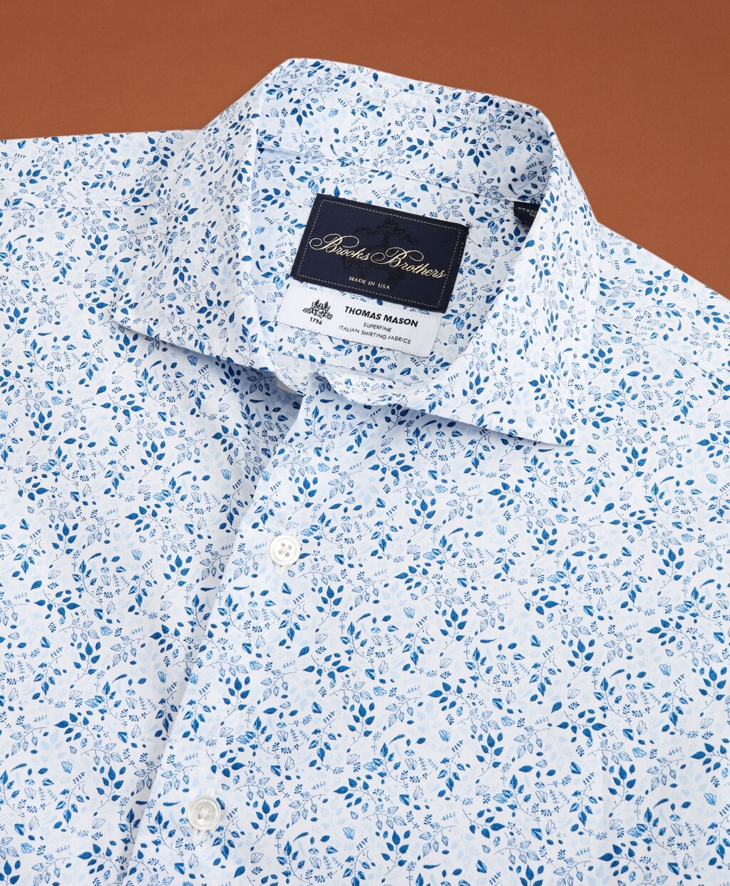 Brooks Brothers Men Golden Fleece® Regent Fit Flower-Print Poplin Sport Shirt