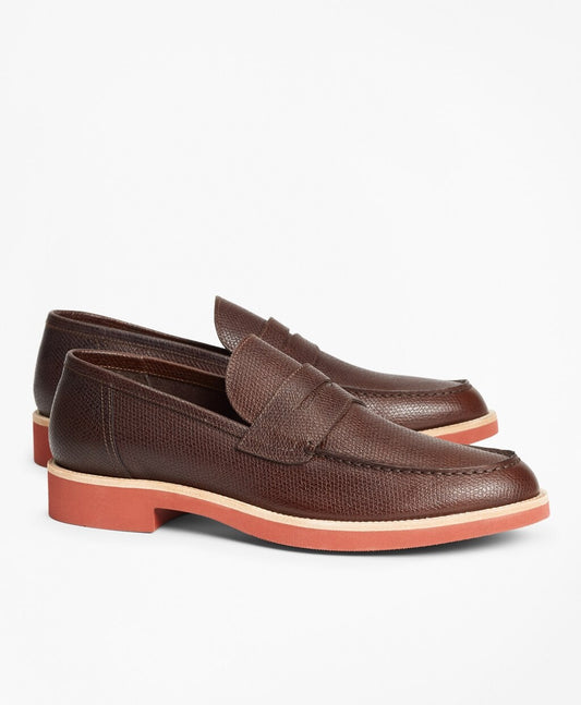 Brooks Brothers Men Textured Leather Penny Loafer