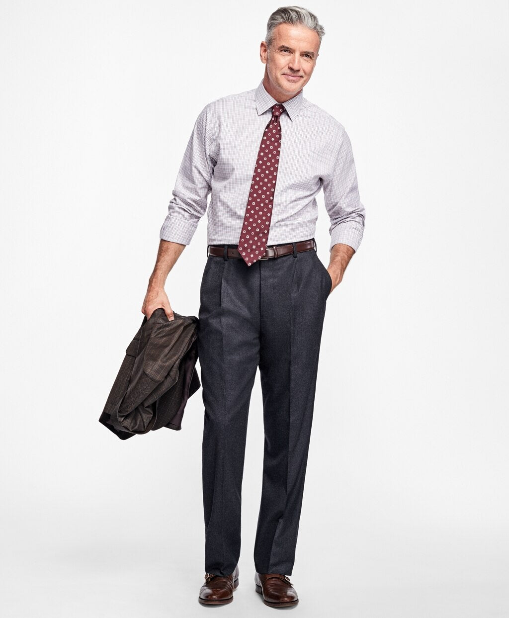 Brooks Brothers Men Madison Fit Pleat-Front Stretch Flannel Trousers