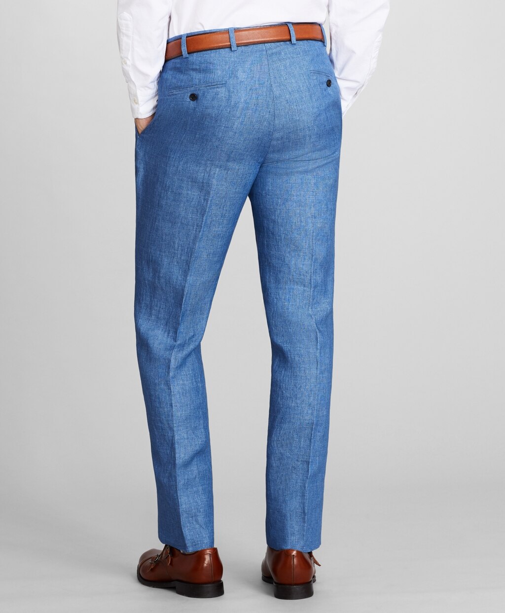 Brooks Brothers Men Regent Fit Single-Pleat Linen Trousers