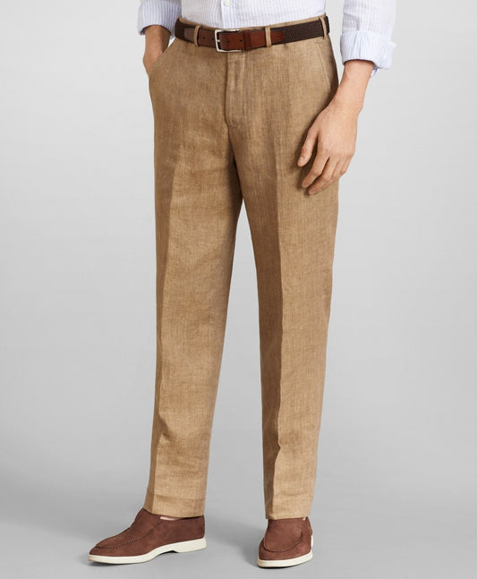 Brooks Brothers Men Regent Fit Herringbone Linen Trousers