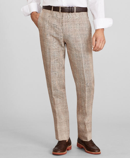 Brooks Brothers Men Madison Fit Check Linen Trousers