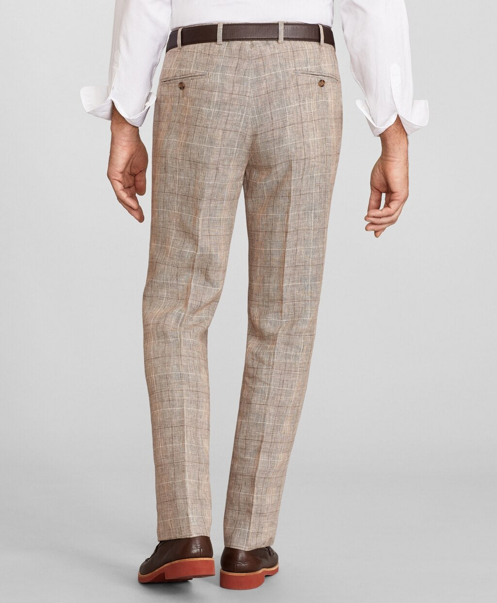 Brooks Brothers Men Madison Fit Check Linen Trousers
