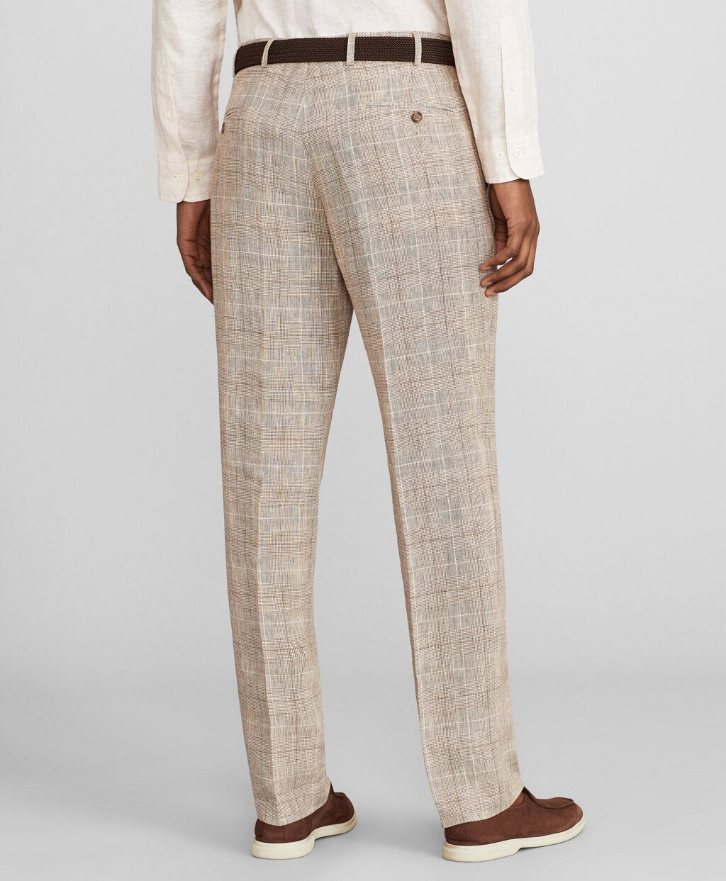 Brooks Brothers Men Milano Fit Check Linen Trousers
