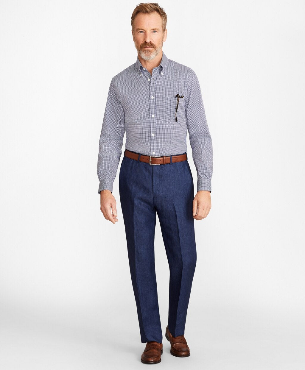 Brooks Brothers Men Madison Fit Herringbone Linen Trousers
