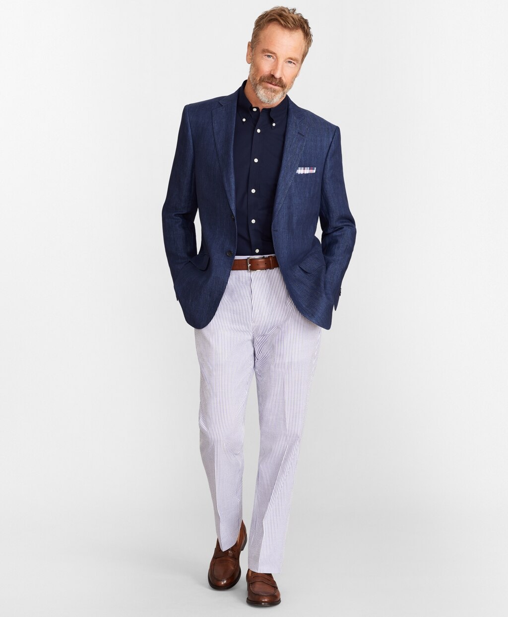 Brooks Brothers Men Madison Fit Stripe Seersucker Trousers