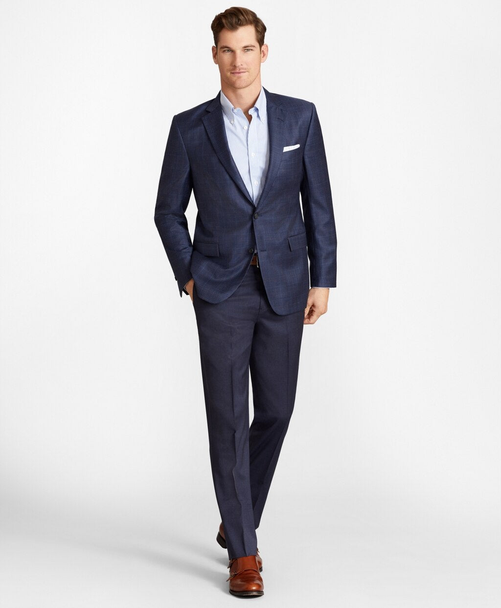 Brooks Brothers Men BrooksFlex™ Regent-Fit Wool Trousers, Unfinished Hem