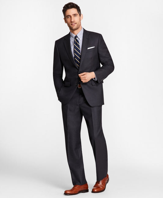 Brooks Brothers Men Madison Fit Saxxon™ Wool Navy Tic 1818 Suit