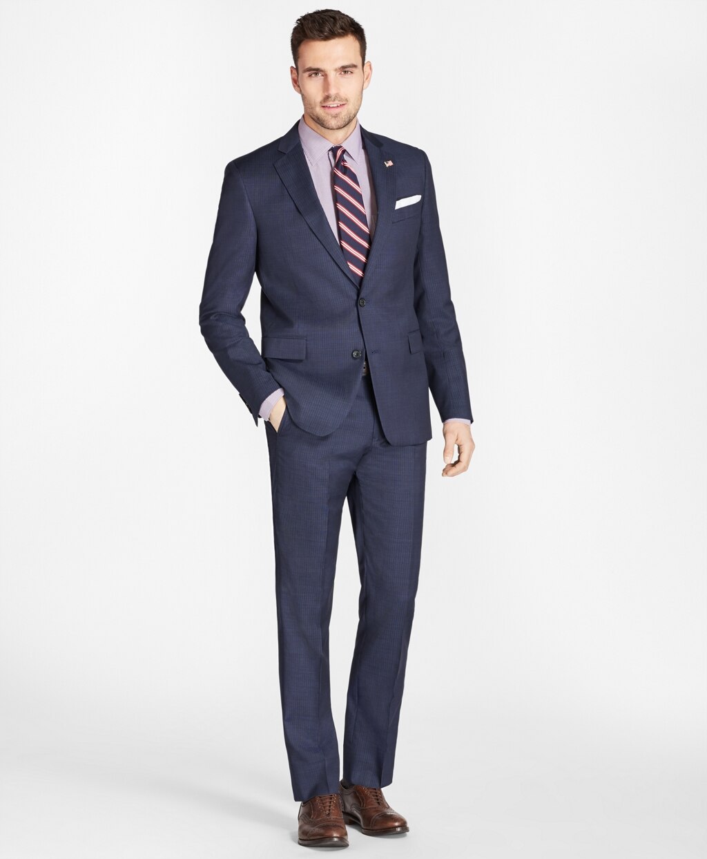 Brooks Brothers Men Regent Fit Tic with Stripe 1818 Suit