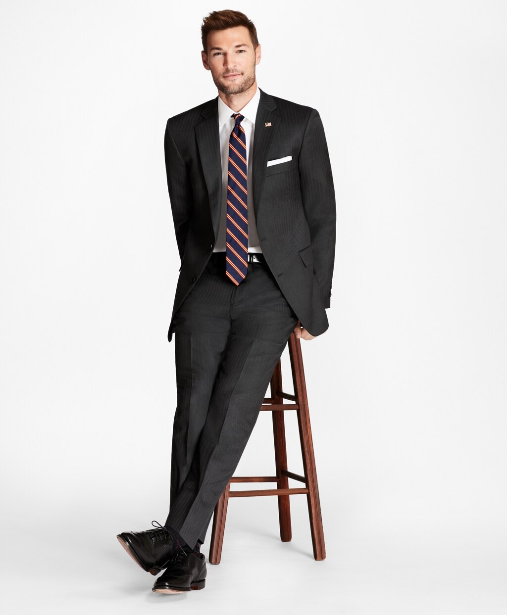Brooks Brothers Men Regent Fit Grey Herringbone 1818 Suit