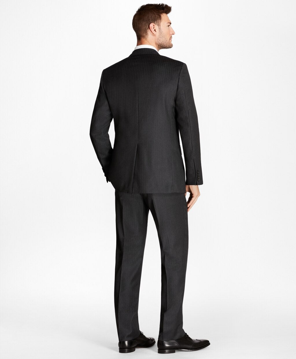 Brooks Brothers Men Regent Fit Grey Herringbone 1818 Suit