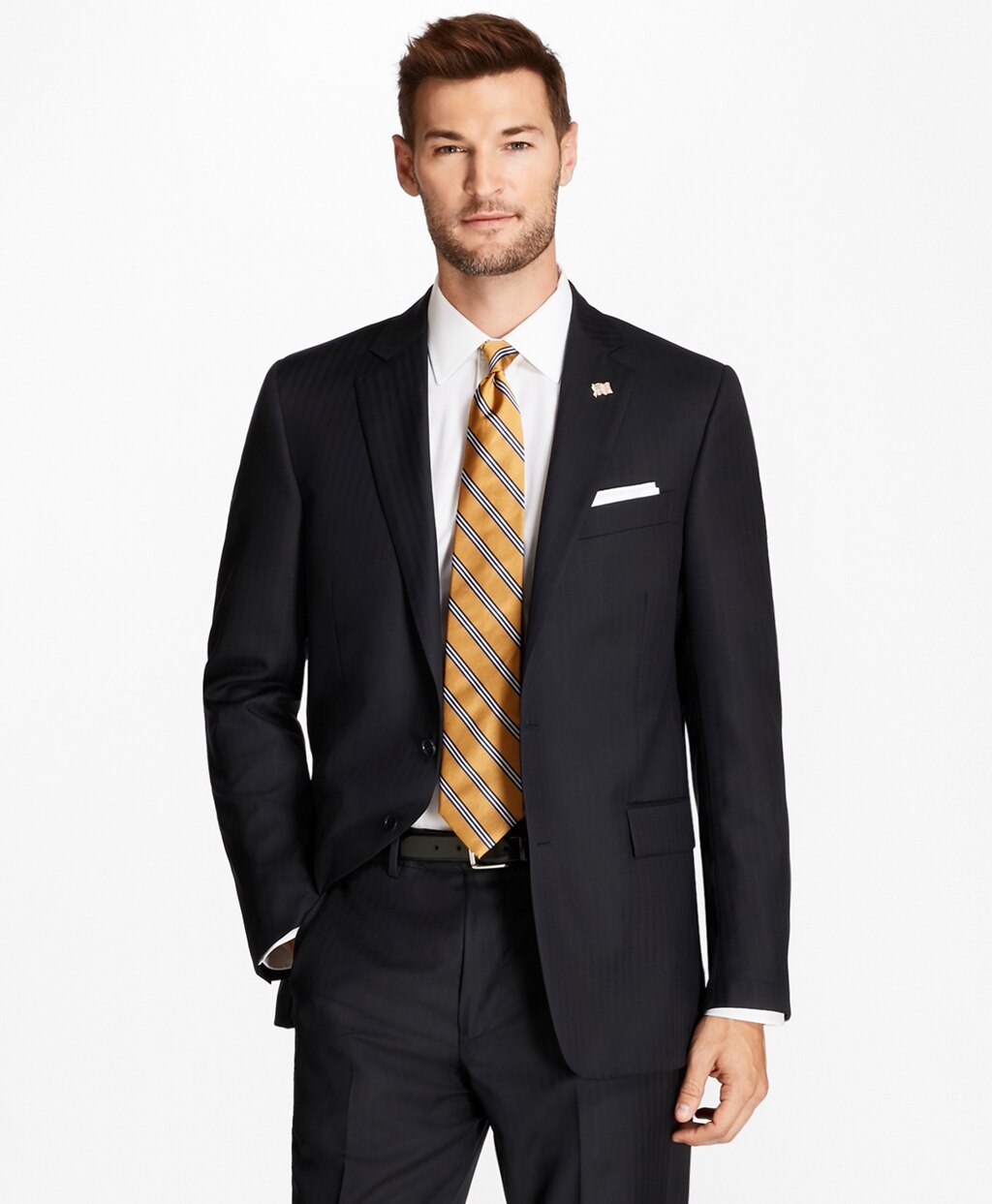 Brooks Brothers Men Regent Fit Blue Herringbone 1818 Suit