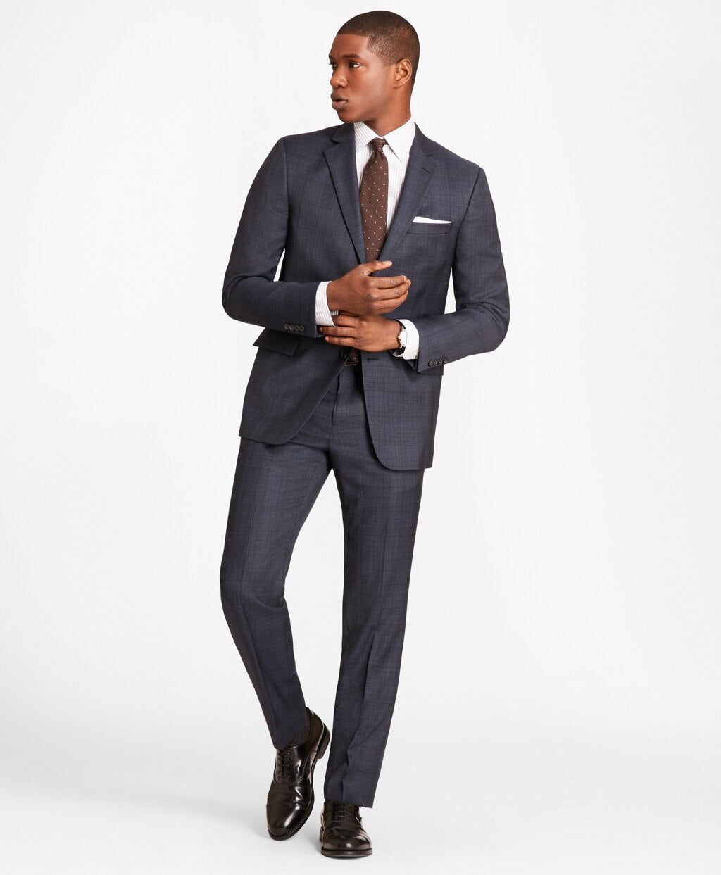 Brooks Brothers Men Regent Fit Saxxon™ Wool Blue Plaid 1818 Suit