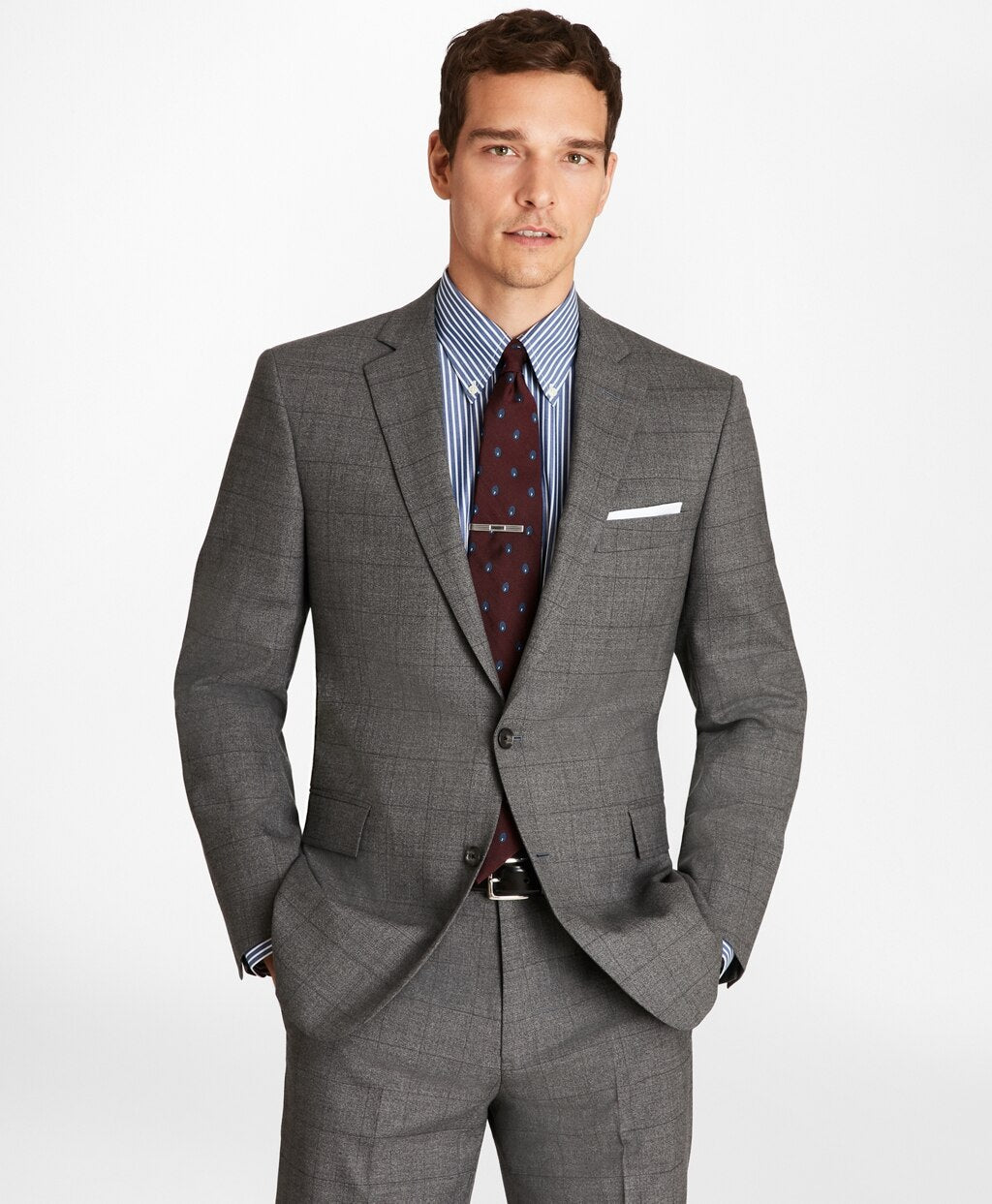 Brooks Brothers Men Regent Fit Blue Windowpane 1818 Suit
