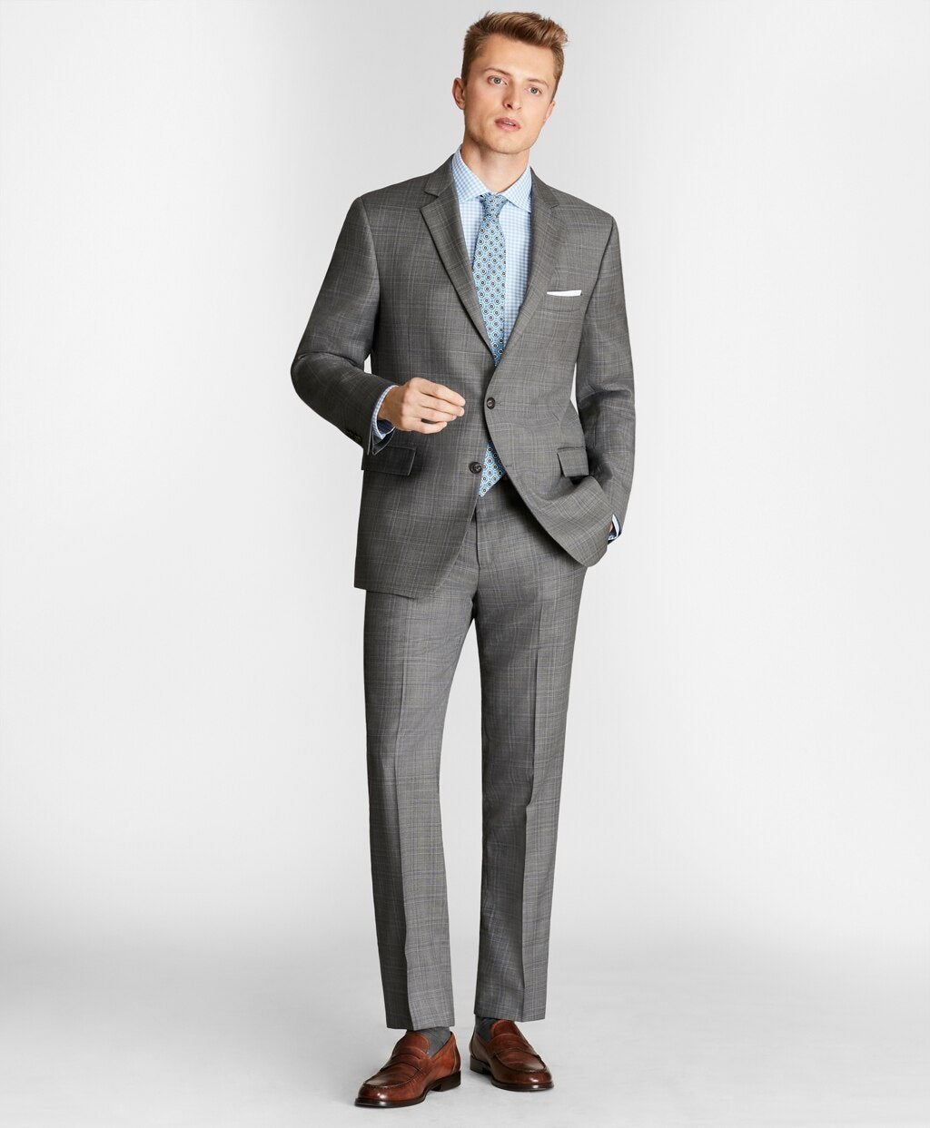 Brooks Brothers Men Regent Fit Saxxon™ Wool Plaid 1818 Suit
