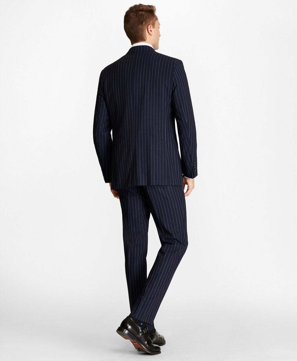 Brooks Brothers Men Regent Fit Double-Breasted Pinstripe 1818 Suit