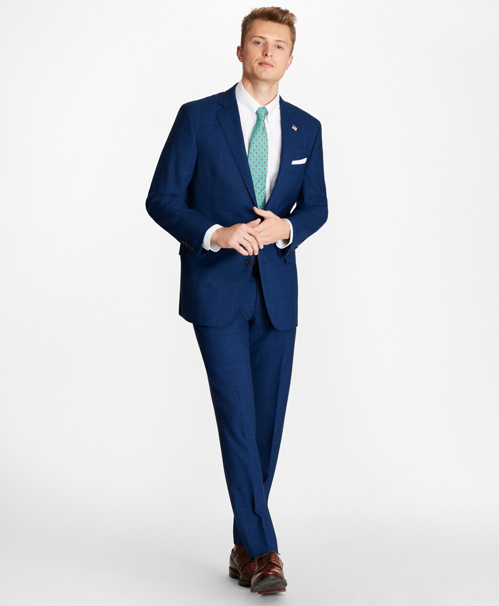 Brooks Brothers Men Regent Fit Plaid 1818 Suit