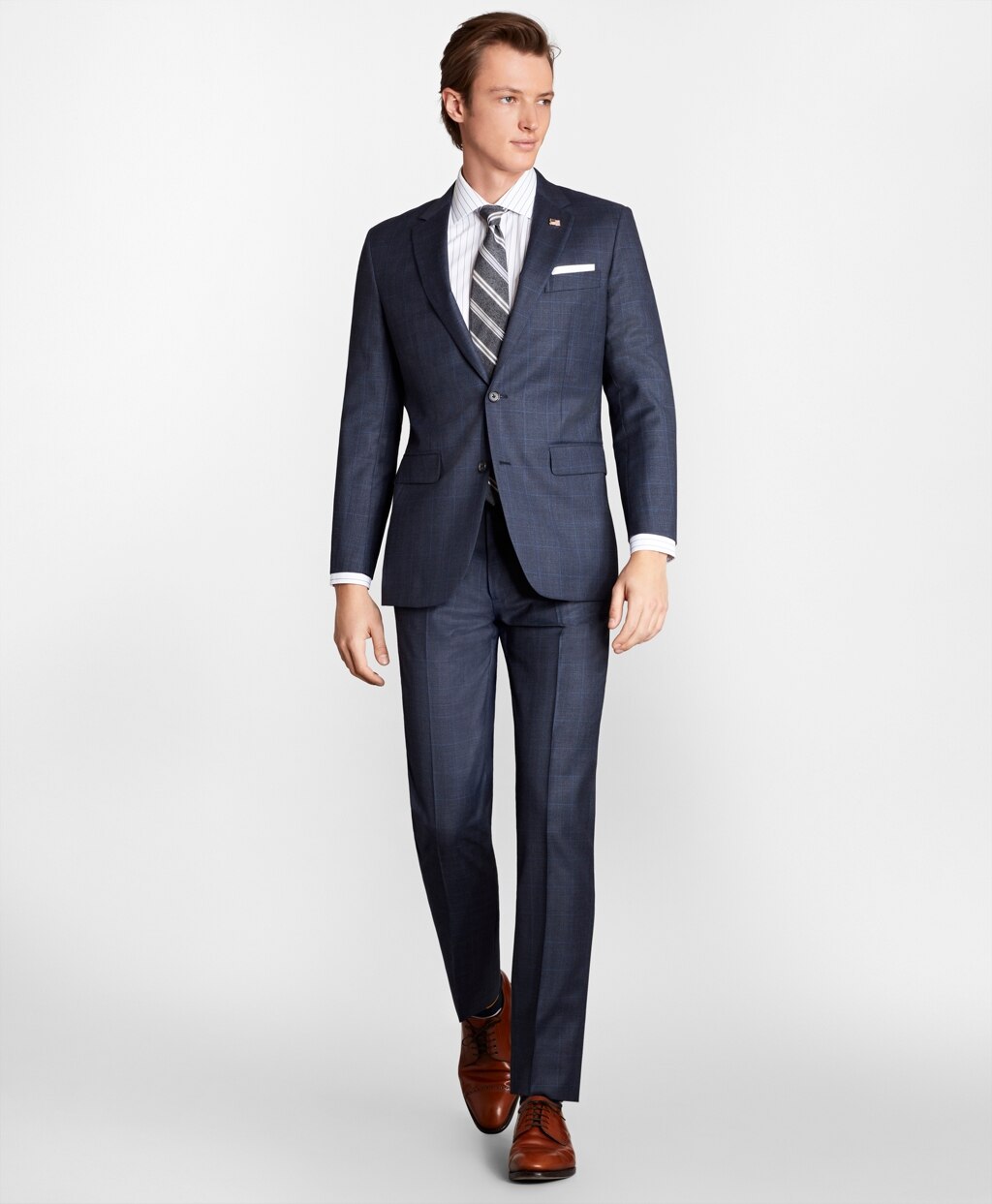 Brooks Brothers Men Milano Fit Plaid 1818 Suit