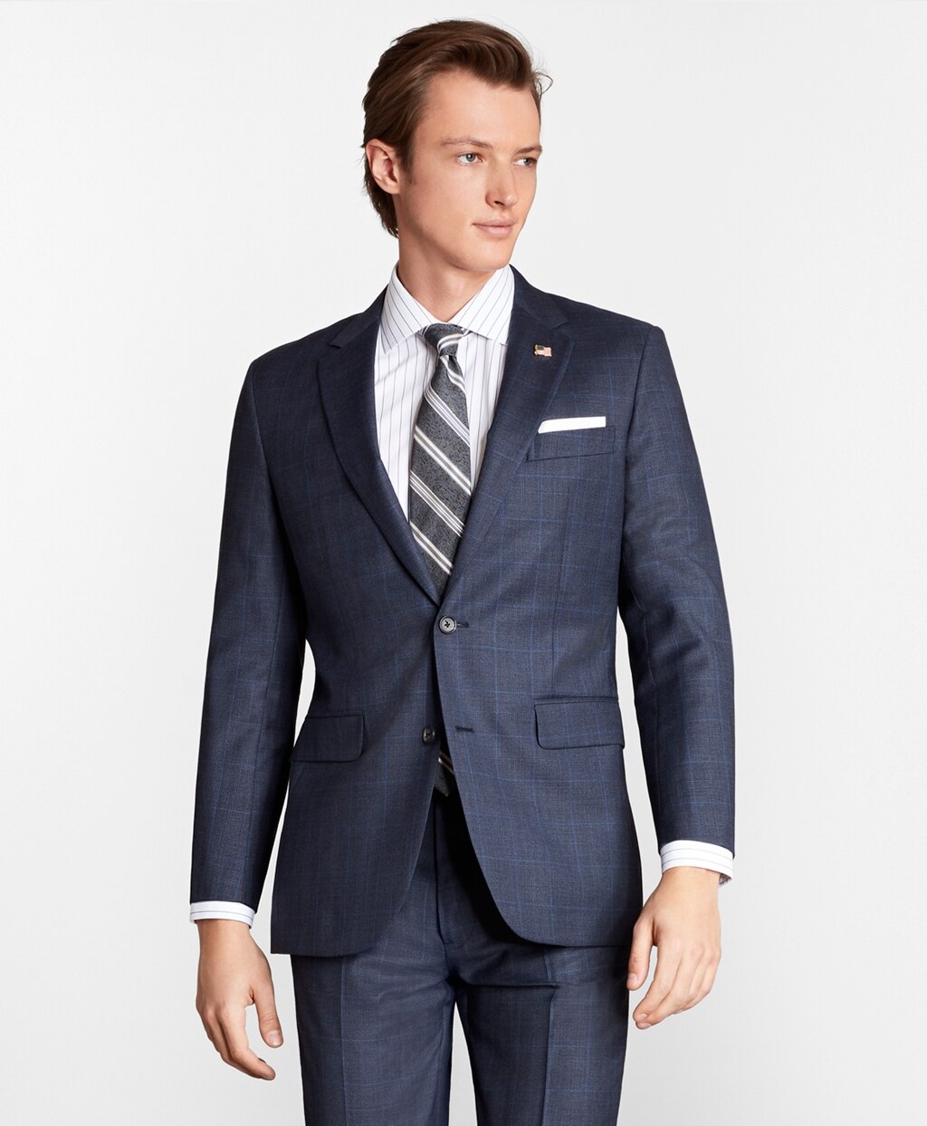 Brooks Brothers Men Milano Fit Plaid 1818 Suit
