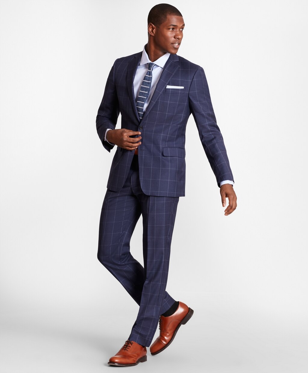 Brooks Brothers Men BrooksGate™ Regent-Fit Windowpane Wool Twill Suit Jacket