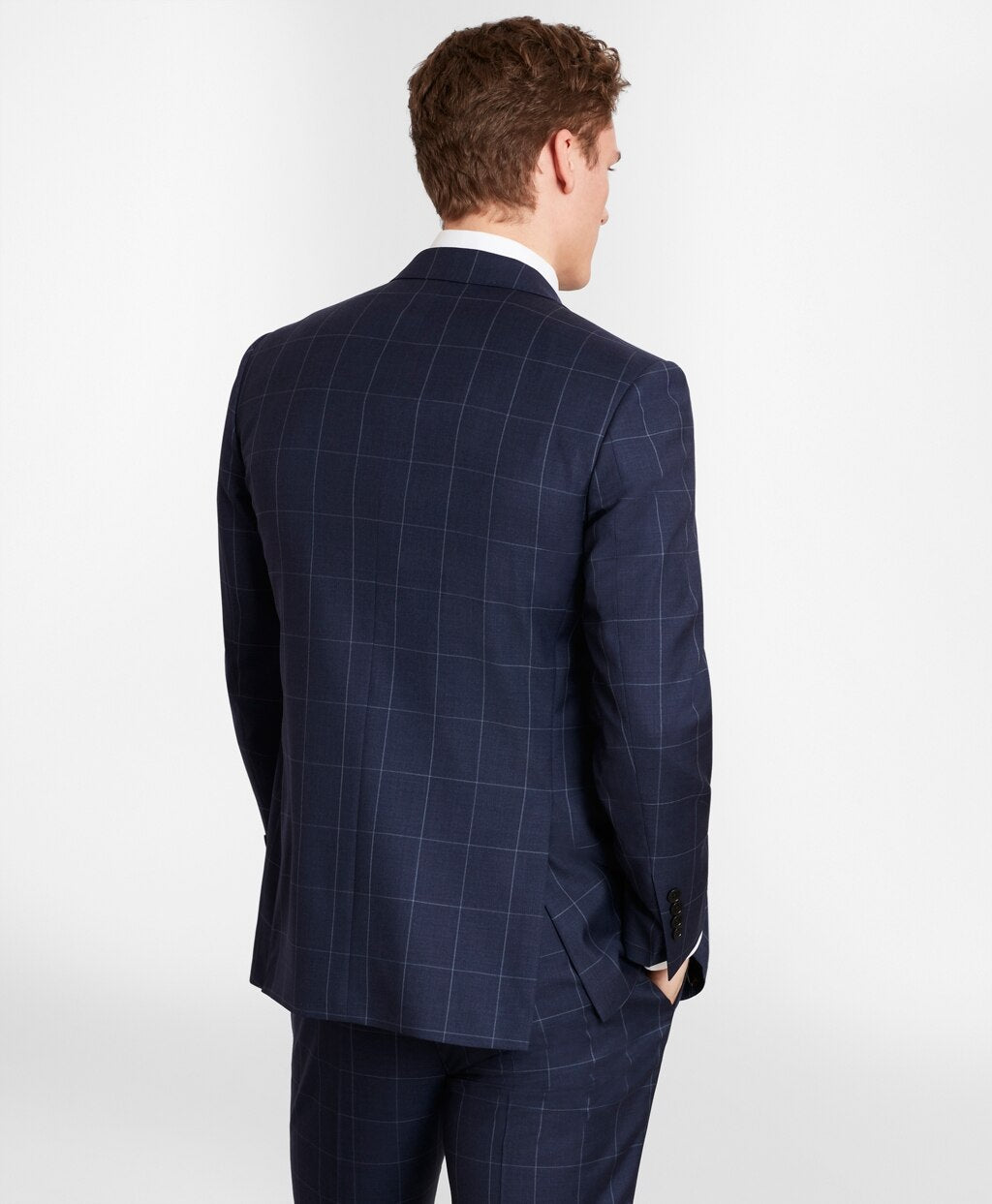 Brooks Brothers Men BrooksGate™ Milano-Fit Windowpane Wool Twill Suit Jacket