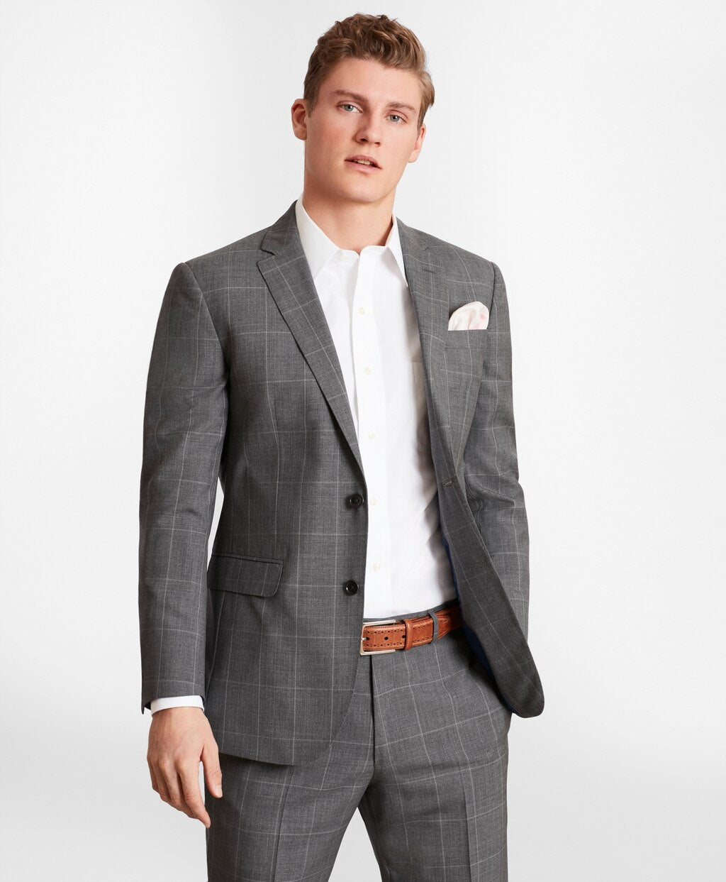 Brooks Brothers Men BrooksGate™ Milano-Fit Windowpane Wool Suit Jacket