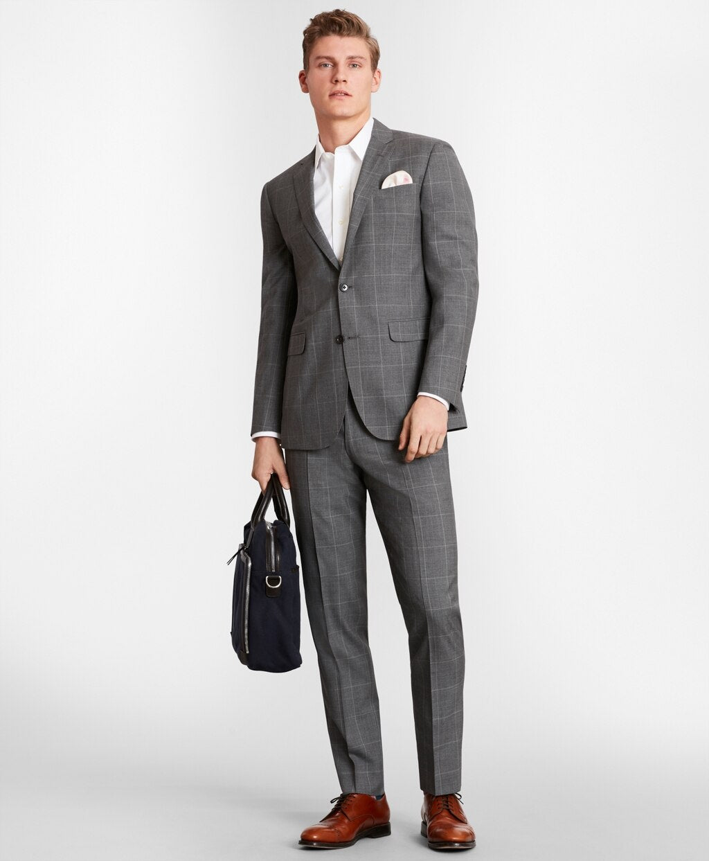 Brooks Brothers Men BrooksGate™ Milano-Fit Windowpane Wool Suit Jacket
