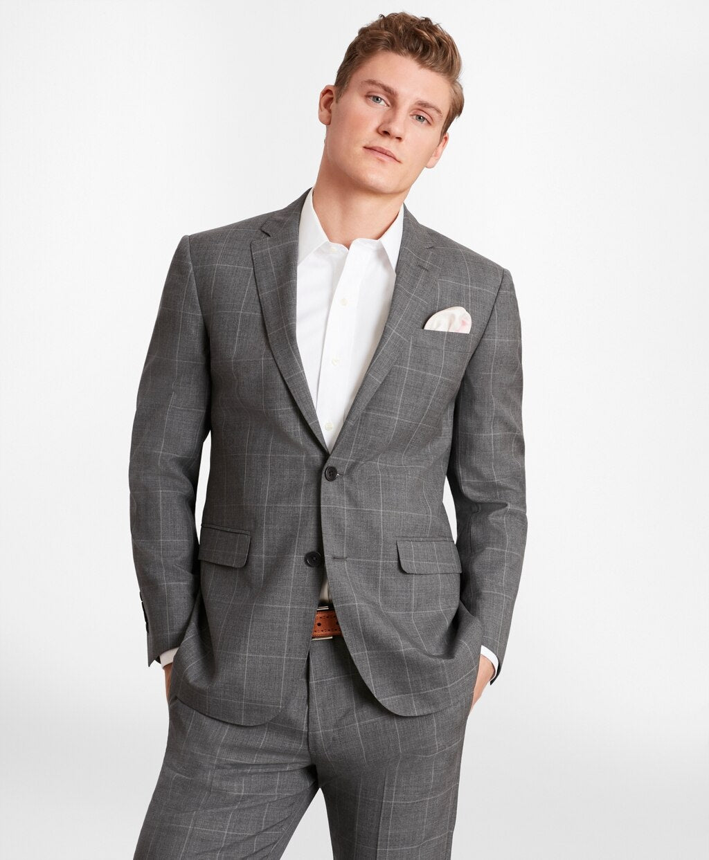 Brooks Brothers Men BrooksGate™ Milano-Fit Windowpane Wool Suit Jacket