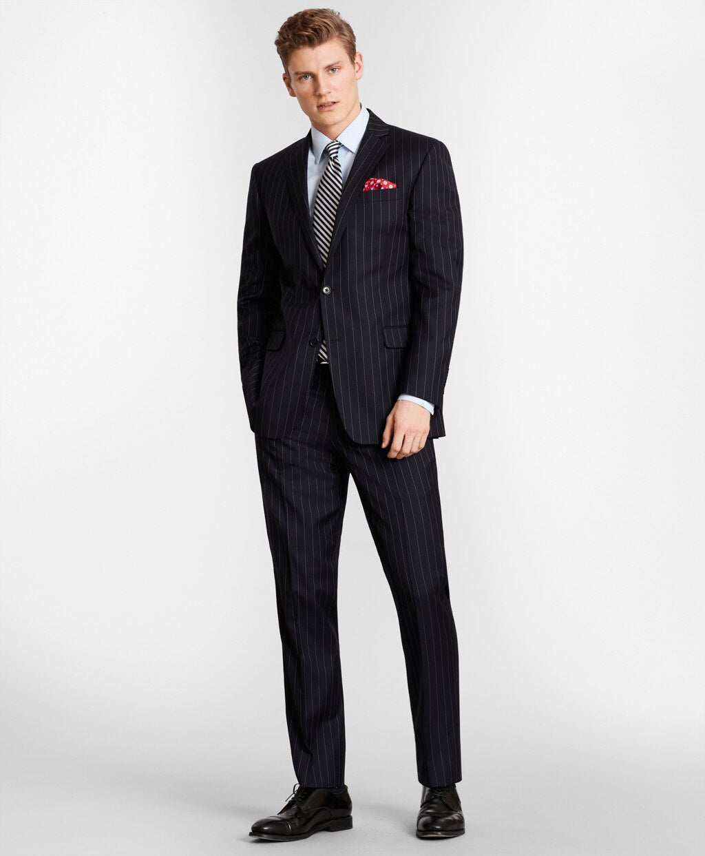 Brooks Brothers Men BrooksGate™ Milano-Fit Bead-Stripe Wool Twill Suit Pants