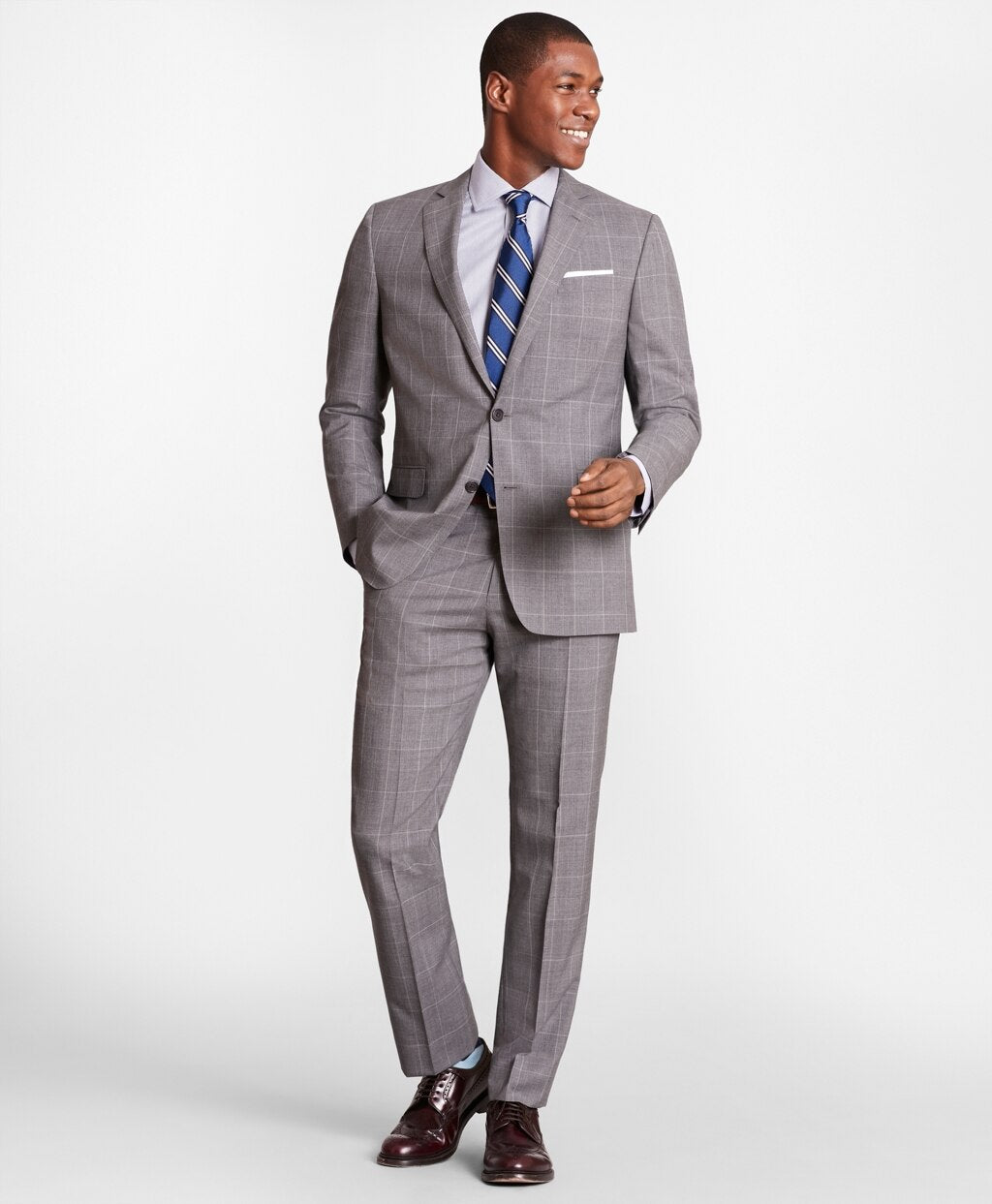 Brooks Brothers Men BrooksGate™ Regent-Fit Windowpane Wool Suit Pants