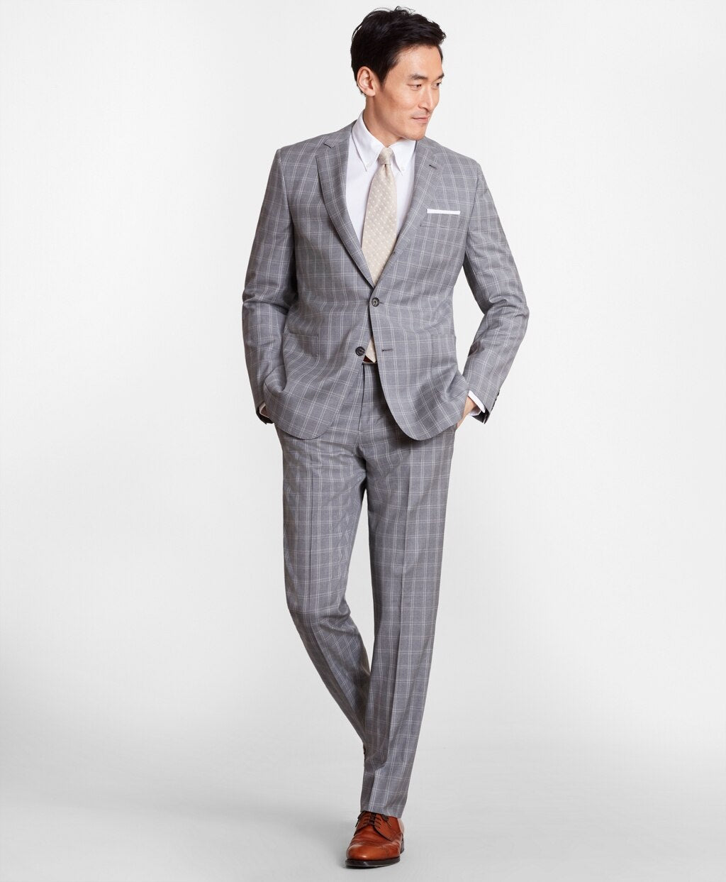 Brooks Brothers Men Regent Fit Three-Button Check 1818 Suit